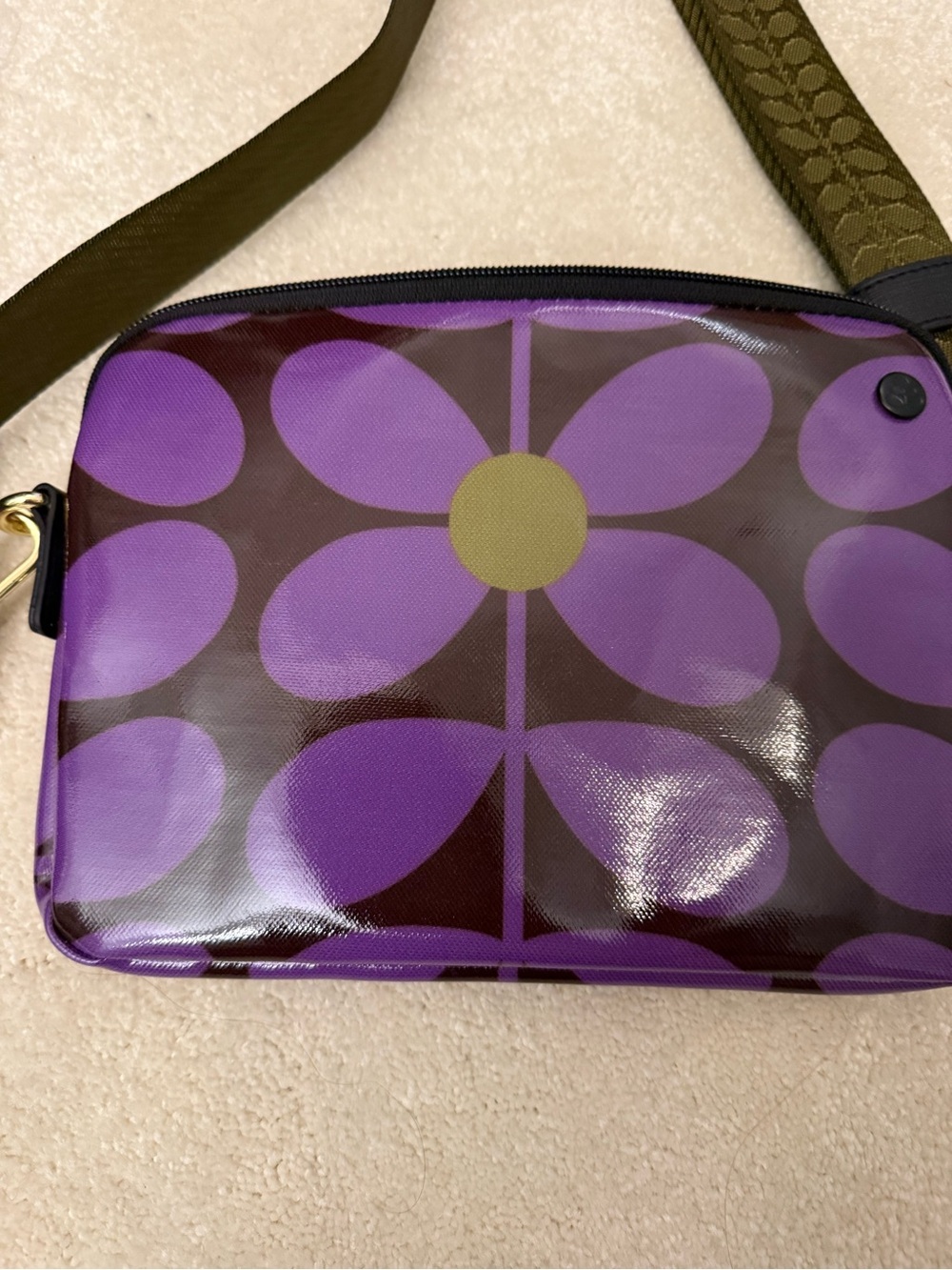 Orla Kiely Purple Floral Pattern Slim Crossbody Bag NEW